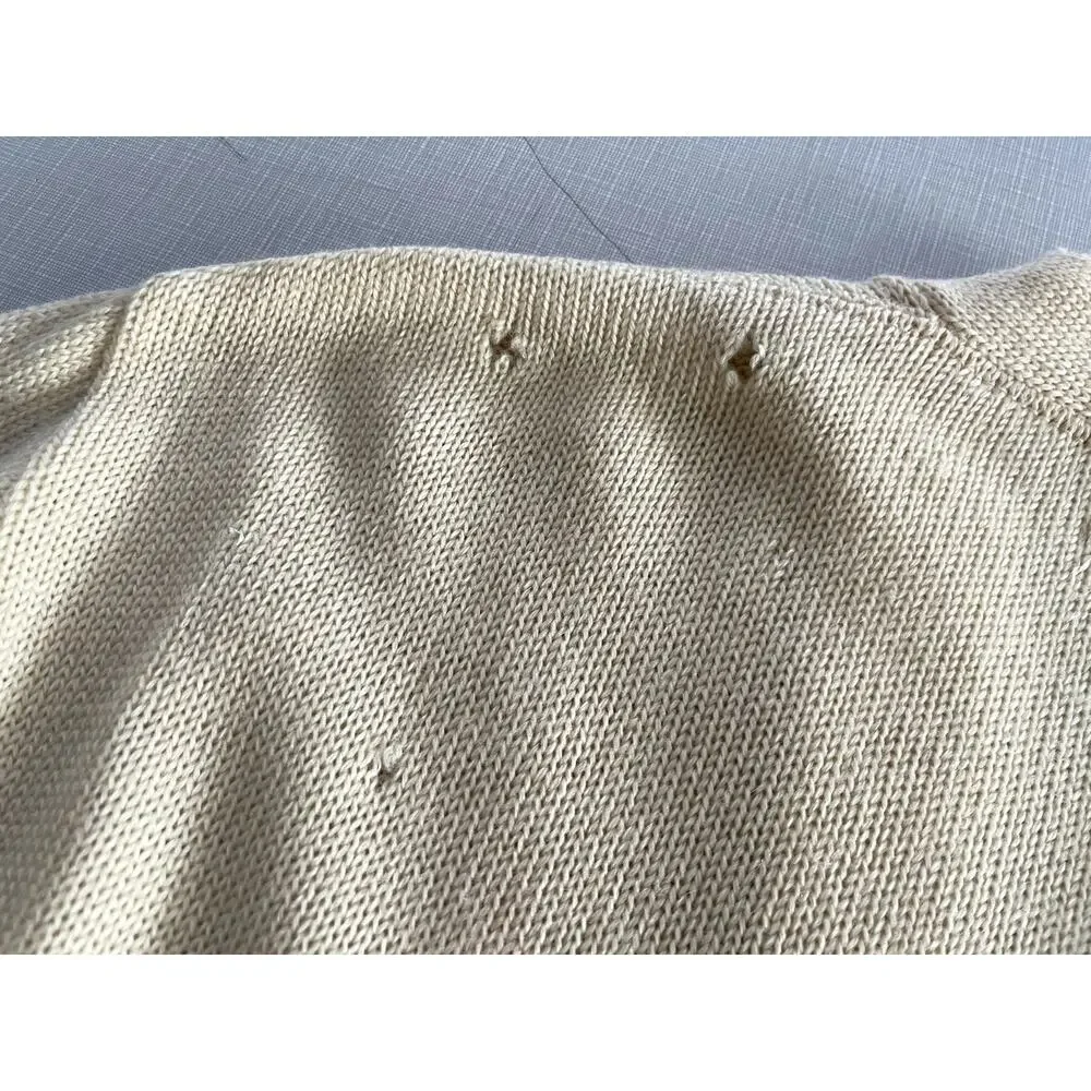 Sarby Sportswear Sz M Letterman Cardigan Sweater Cream Wool Vintage 1950's